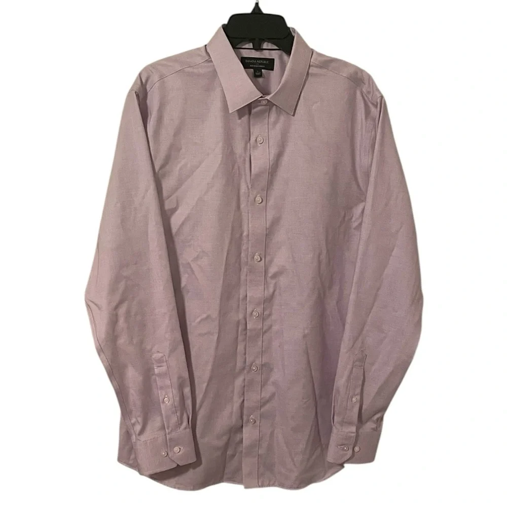 Banana Republic Men’s Purple‎ Non-Iron Slim Fit Button Up Collard Shirt Size L